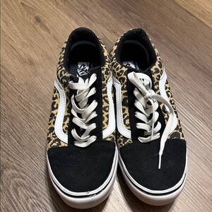 Vans Black and Leopard Print Sneakers